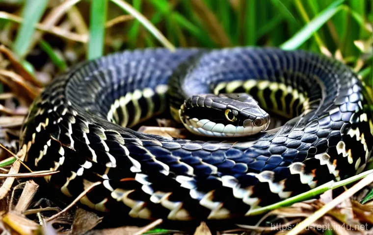 피트바이퍼 독성 분석 - **Prompt:** A detailed, close-up shot of a common viper (Vipera berus) in its natural habitat. The v...